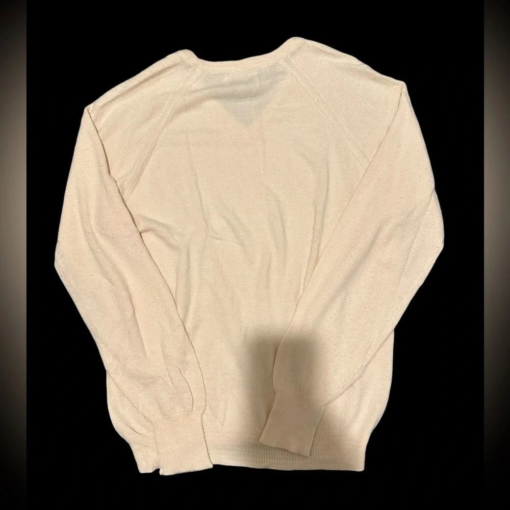 Christian Dior Monsieur V-Neck Sweater Cream White Size XL USA